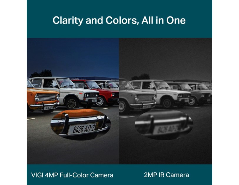 TP-Link vanjska IP Dome Full color HD kamera, H.265+ video, 4MP, 4mm leća, RJ45, PoE, microSD, Night Vision, detekcija pokreta, vodootporna IK10/IP67, VIGI app