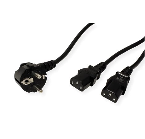 Roline VALUE Y-naponski kabel 2×IEC320 C13, 2.0m, crni