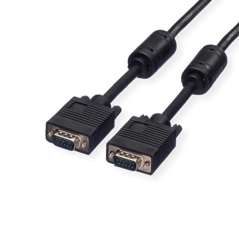 Roline VGA HQ kabel (feritna jezgra), HD15 M/M, 10m, crni