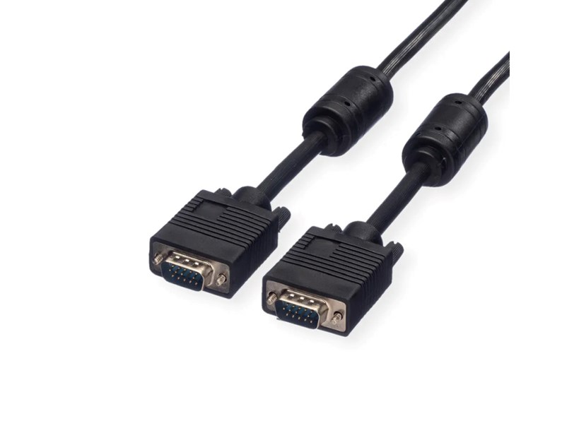 Roline VGA HQ kabel (feritna jezgra), HD15 M/M, 10m, crni