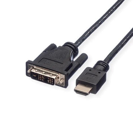 Roline DVI kabel, DVI-D (18+1) - HDMI, M/M, 2.0m, crni