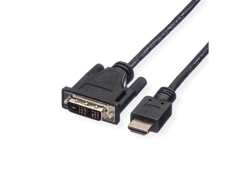 Roline DVI kabel, DVI-D (18+1) - HDMI, M/M, 2.0m, crni