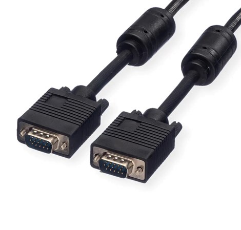 Roline VGA HQ kabel (feritna jezgra), HD15 M/M, 15m, crni