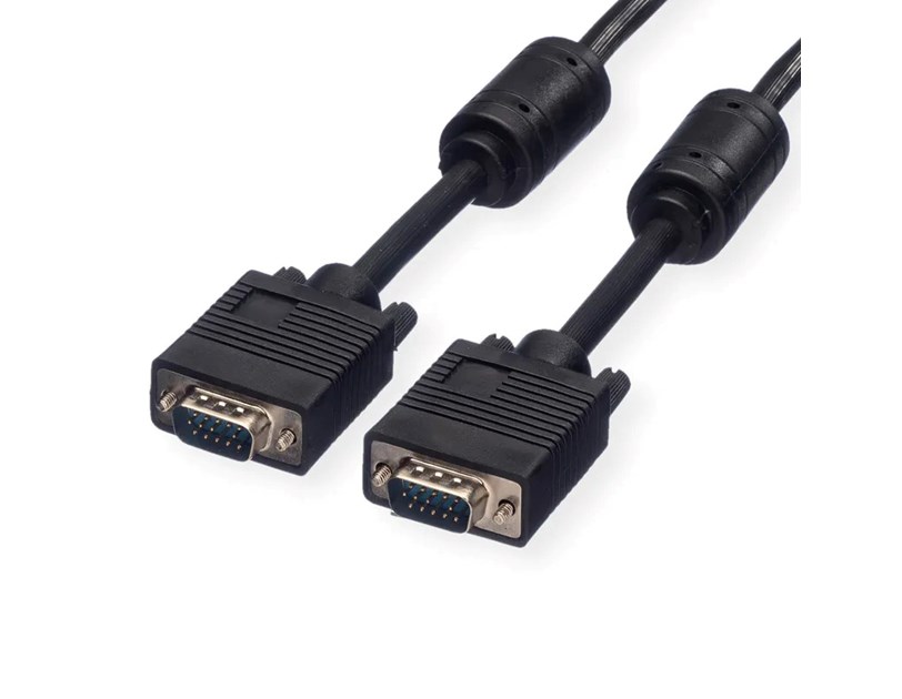 Roline VGA HQ kabel (feritna jezgra), HD15 M/M, 15m, crni