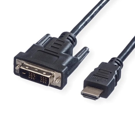 Roline VALUE DVI kabel, DVI-D (18+1) - HDMI, M/M, 5.0m, crni