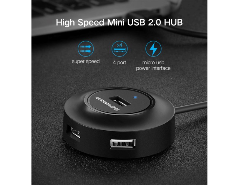 UGREEN 4-portni USB-A HUB 4xUSB-A 2.0, 1m, crni