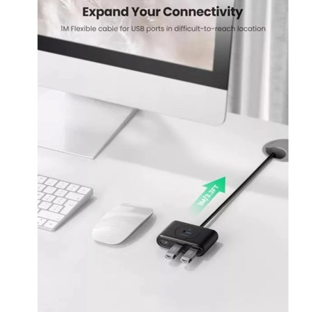 UGREEN 4-portni USB-A HUB, 4×USB-A 3.0, 1.0m, crni