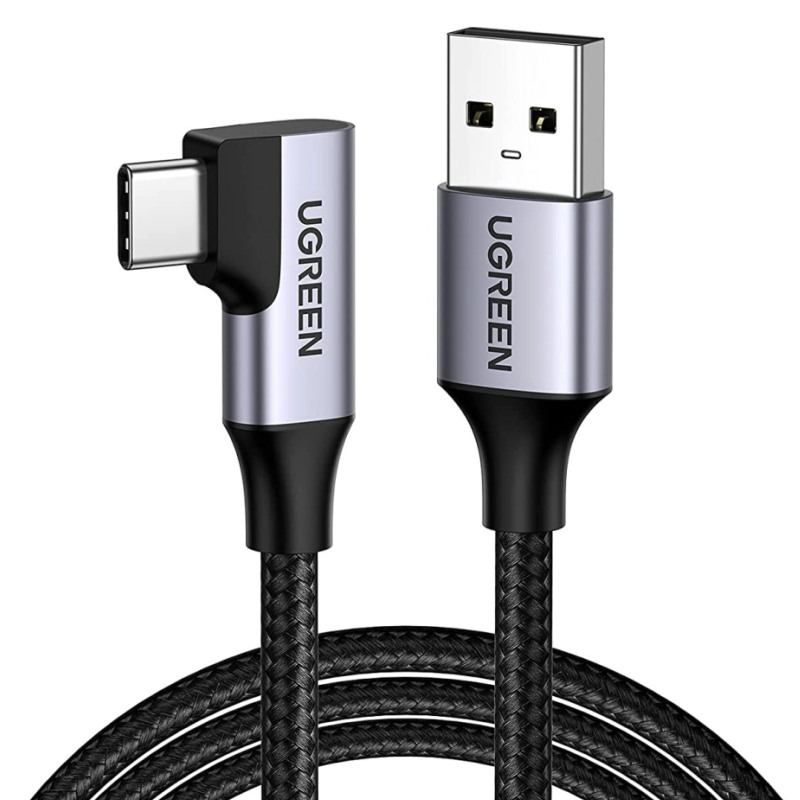 UGREEN USB-C (M) na USB-A (M), kutni 90°, 18W, 3A, pleteni kabel MFi, 1m