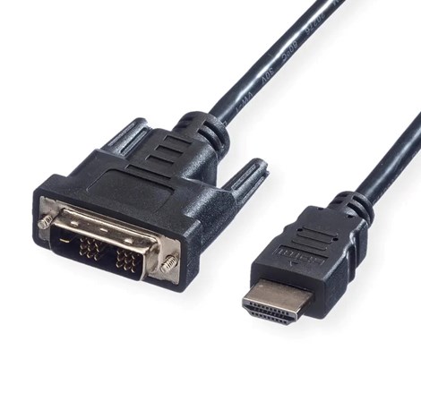 Roline VALUE DVI kabel, DVI-D (18+1) - HDMI, M/M, 2.0m, crni