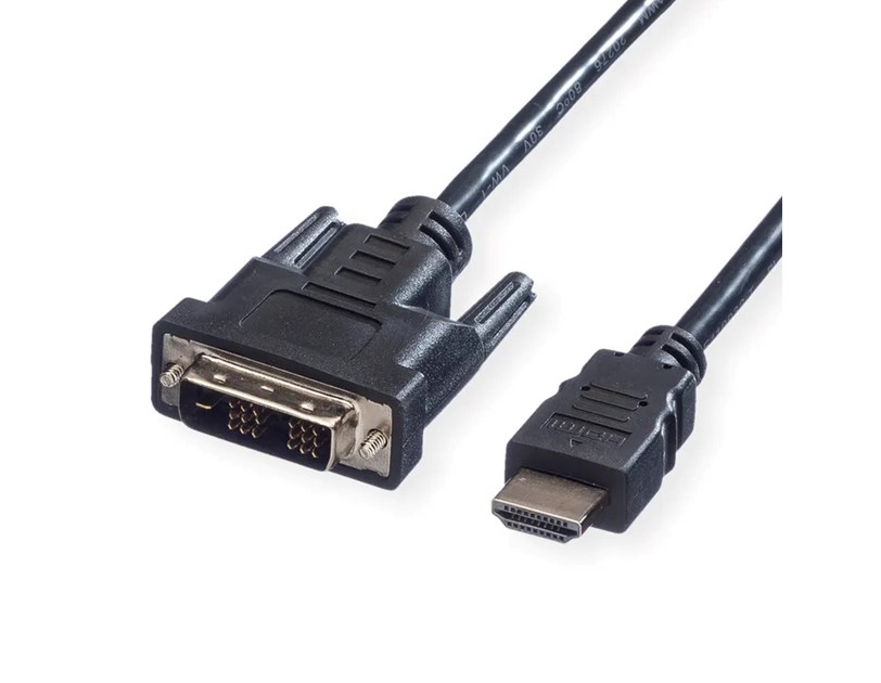 Roline VALUE DVI kabel, DVI-D (18+1) - HDMI, M/M, 2.0m, crni
