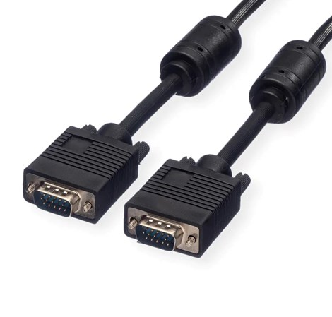 Roline VGA HQ kabel (feritna jezgra), HD15 M/M, 6.0m, crni