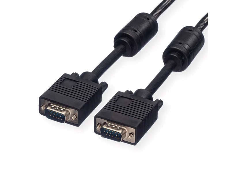 Roline VGA HQ kabel (feritna jezgra), HD15 M/M, 6.0m, crni