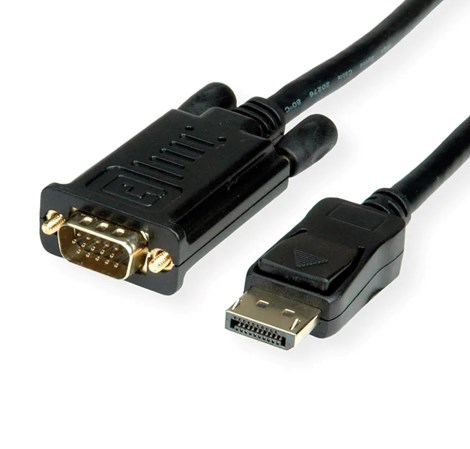 Roline VALUE DisplayPort kabel, DP-VGA M/M, 2.0m, crni