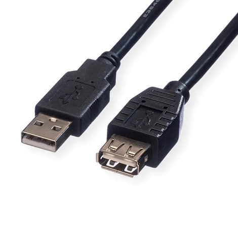 Roline USB2.0 kabel TIP A-A M/F 1.8m, crni (produžni)