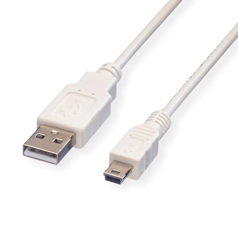 Roline VALUE USB2.0 kabel TIP A(M) na Mini 5-pin (M), 1.8m, bijeli