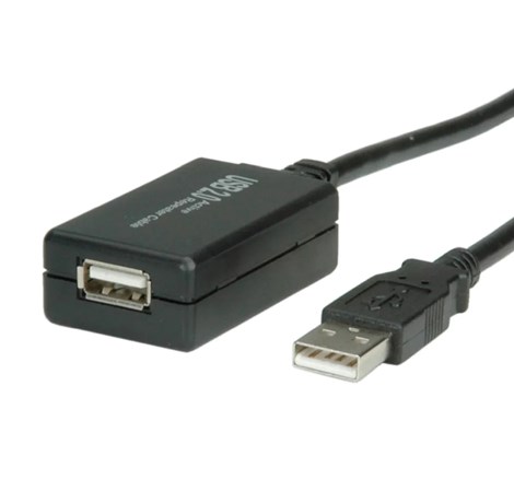 Roline VALUE USB2.0 aktivni produžni kabel sa ponavljačem, 12m, crni