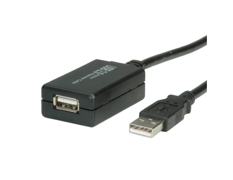 Roline VALUE USB2.0 aktivni produžni kabel sa ponavljačem, 12m, crni
