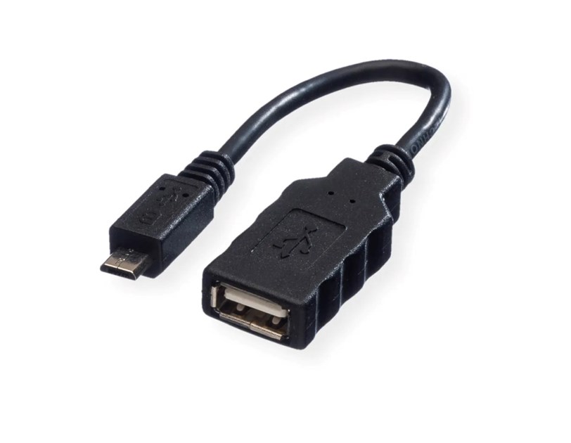 Roline USB2.0 OTG kabel TIP A(F) na Micro B(M), 0.15m, crni