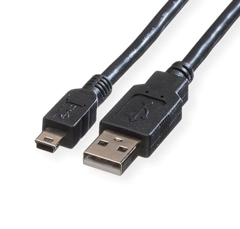 Roline USB2.0 kabel TIP A(M) na Mini 5-pin(M), 1.8m, crni