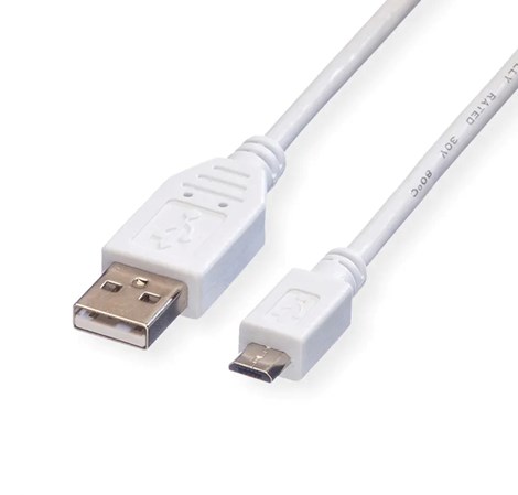 Roline VALUE USB2.0 kabel TIP A(M) na Micro B(M), 1.8m, bijeli