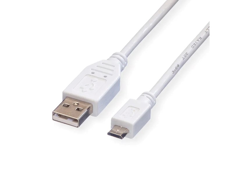 Roline VALUE USB2.0 kabel TIP A(M) na Micro B(M), 1.8m, bijeli