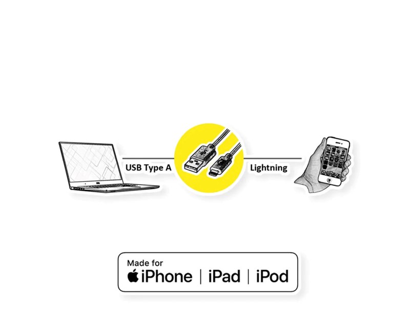 Roline VALUE Lightning na USB kabel za iPhone/iPad/iPod, 1.8m, crni