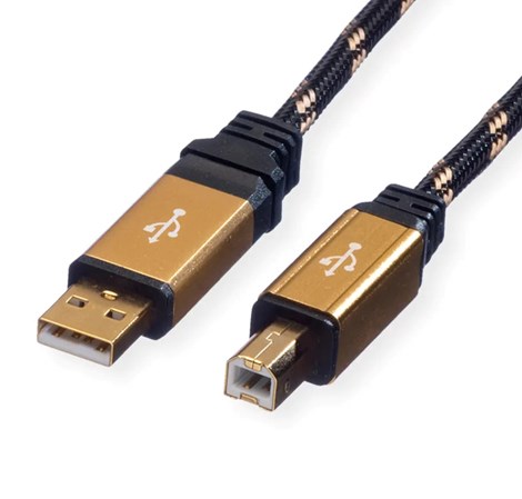 Roline GOLD USB2.0 kabel TIP A/B M/M, 3.0m, crno/zlatni