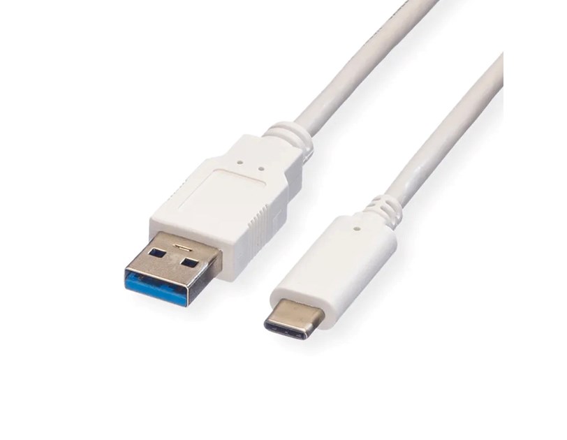 Roline VALUE USB3.0 kabel, A-C, M/M, 0.5m, bijeli