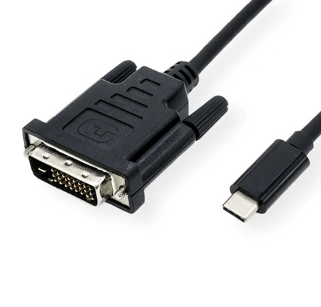 Roline VALUE USB-C - DVI kabel, M/M, 2.0m, crni