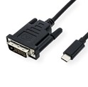 Roline VALUE USB-C - DVI kabel, M/M, 2.0m, crni