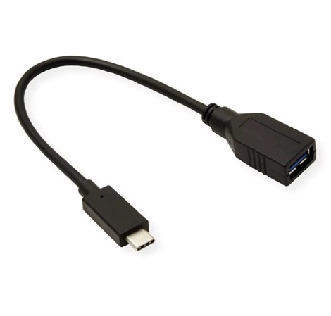 Roline USB3.2 Gen 1 kabel TIP A-C F/M, 0.15m, crni