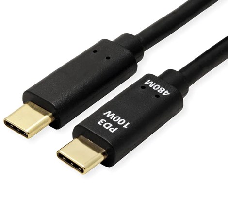 Roline VALUE USB2.0 kabel TIP C-C M/M, 100W, 3.0m, crni
