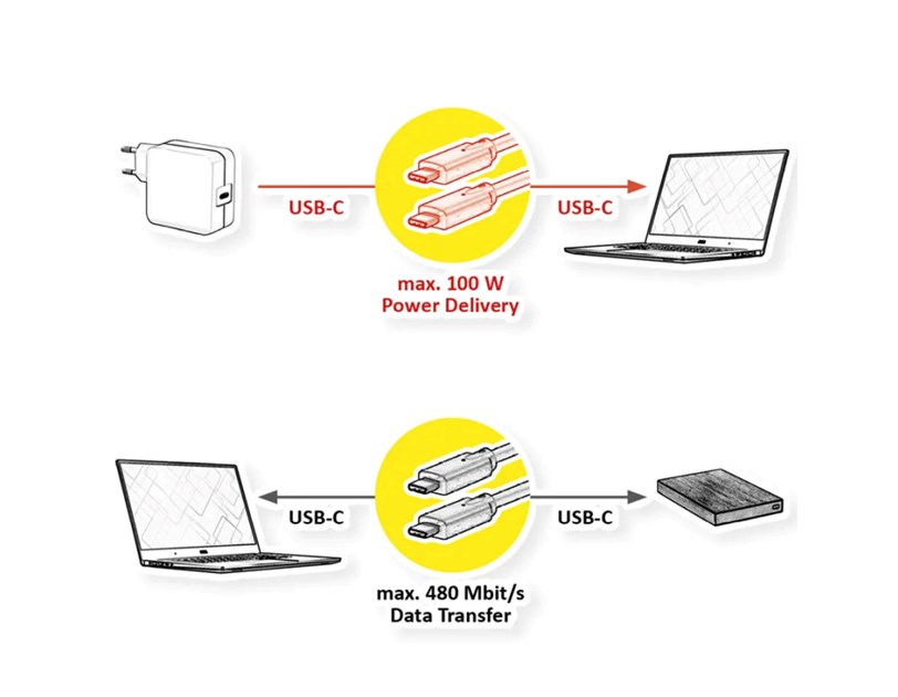 Roline VALUE USB2.0 kabel TIP C-C M/M, 100W, 3.0m, crni