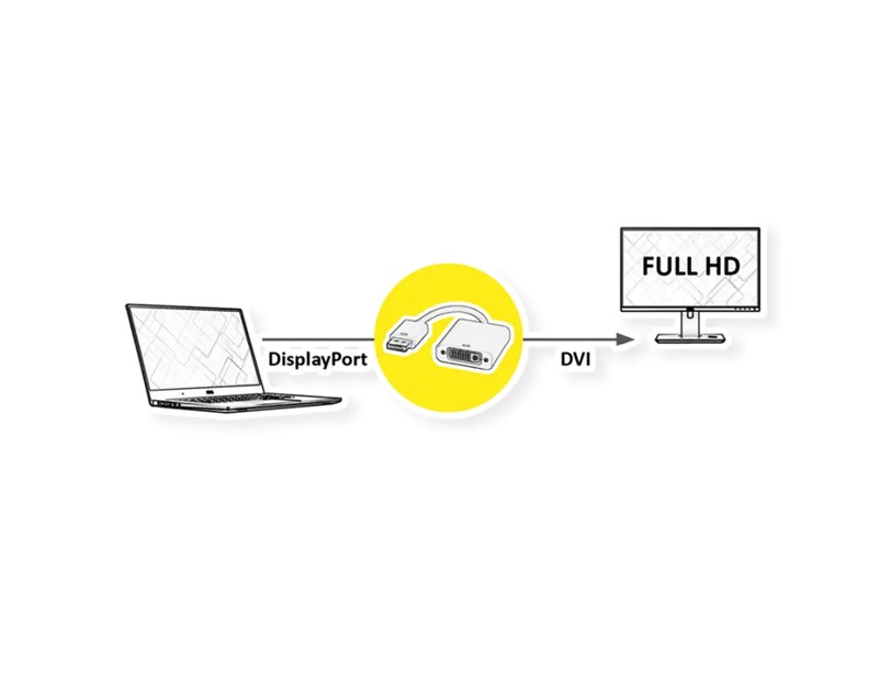 Roline adapter/kabel DisplayPort - DVI-D (24+1), M/F, 0.15m