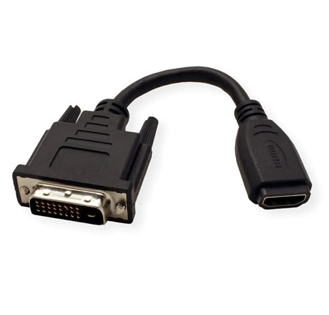 Roline VALUE adapter/kabel DVI-D (24+1) - HDMI, M/F, 0.15m