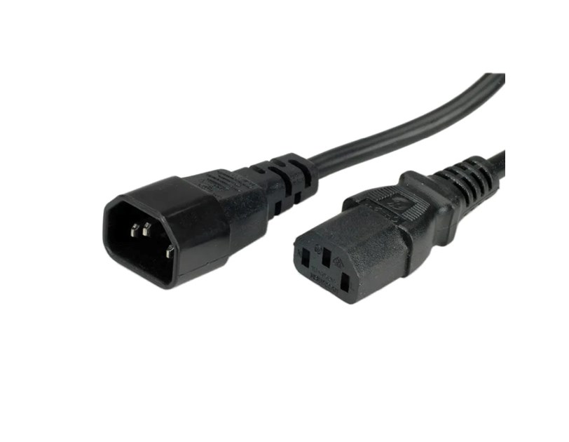 Roline naponski kabel PC-Monitor, IEC320 C14-C13 10A, M/F, 0.5m, crni