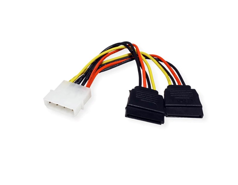 Roline interni Y-naponski kabel, 4-pin HDD - 2×SATA, 0.12m