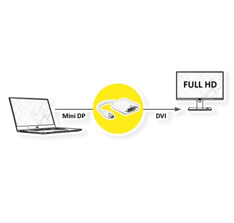 Roline VALUE adapter/kabel Mini DisplayPort - DVI-D (24+1), M/F, 0.15m