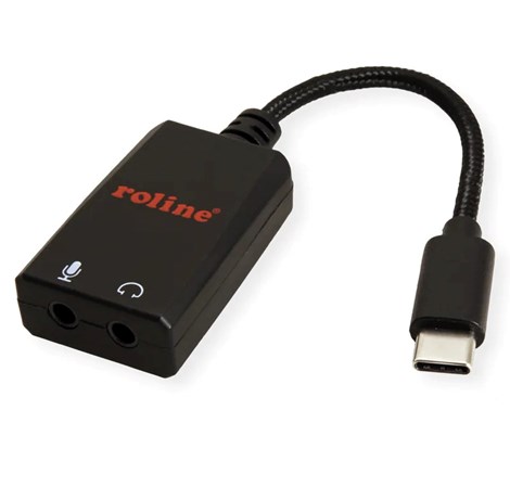 Roline adapter USB-C - 2×3.5mm audio, M/F, 0.13m