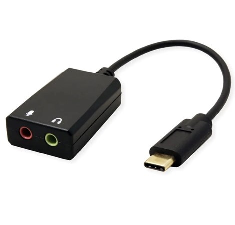 Roline VALUE adapter USB-C - 2×3.5mm audio, M/F, 0.13 m