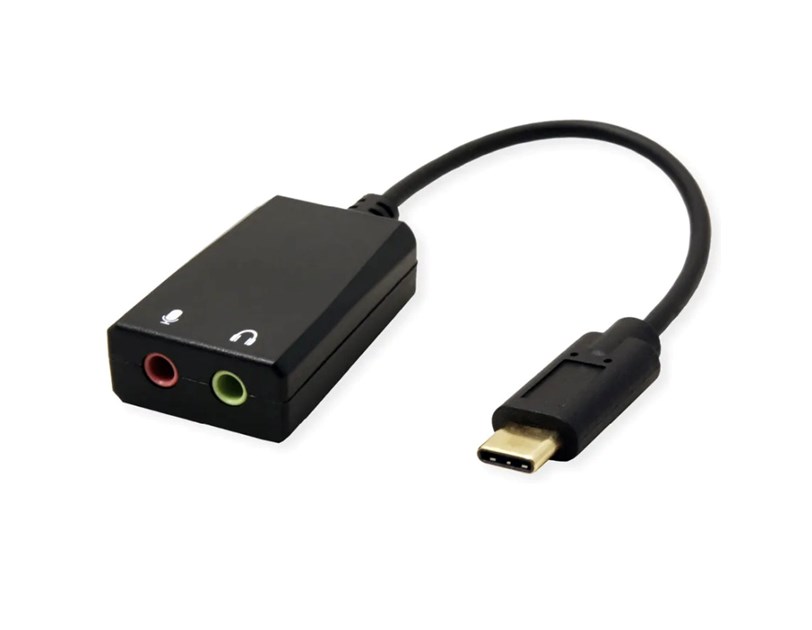 Roline VALUE adapter USB-C - 2×3.5mm audio, M/F, 0.13 m