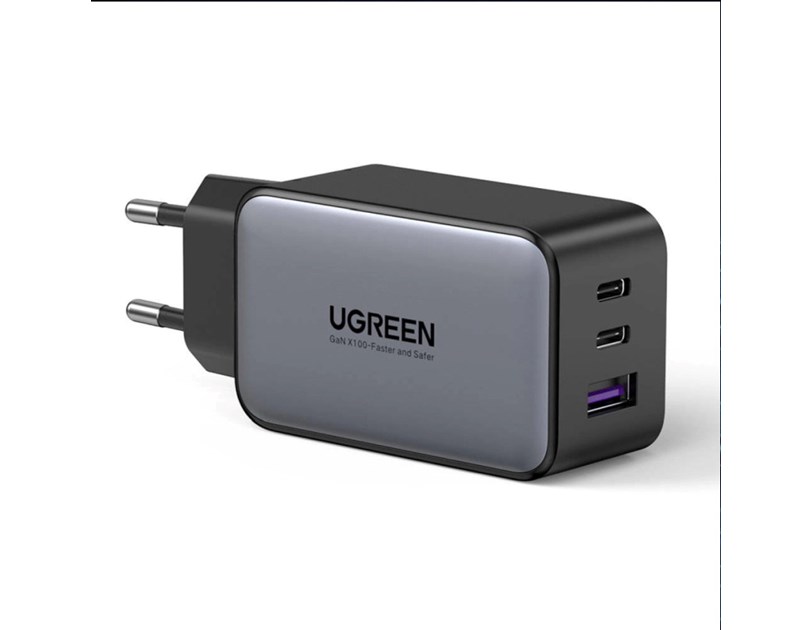 UGREEN GaN II Tech zidni punjač 65W, 1×USB-A/2×USB-C, PD3.0/QC4.0+, crni