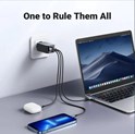 UGREEN GaN II Tech zidni punjač 65W, 1×USB-A/2×USB-C, PD3.0/QC4.0+, crni