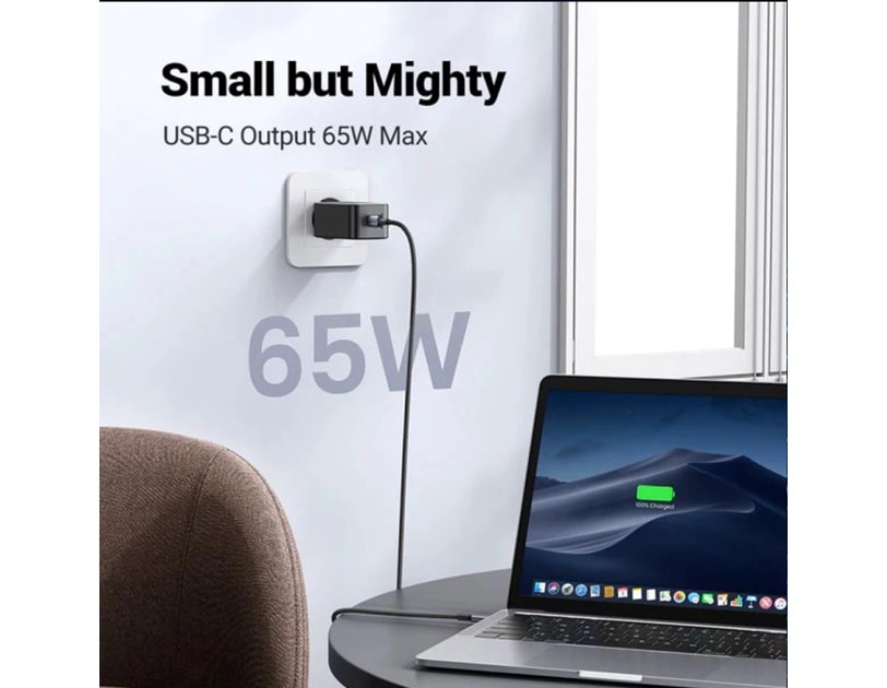 UGREEN GaN II Tech zidni punjač 65W, 1×USB-A/2×USB-C, PD3.0/QC4.0+, crni
