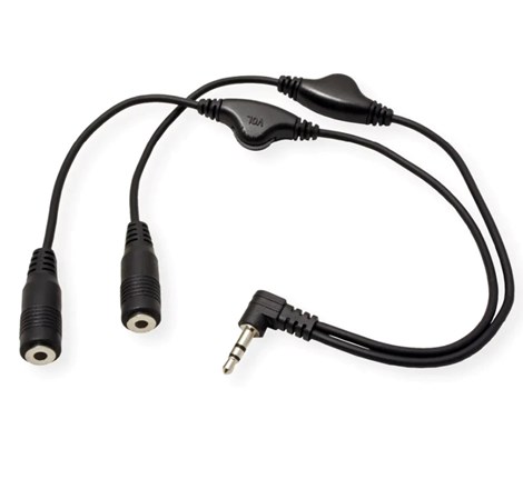 Roline Audio Y kabel, 3.5mm Stereo (M) - 2×3.5mm Stereo (F), kontrola glasnoće, 0.3m