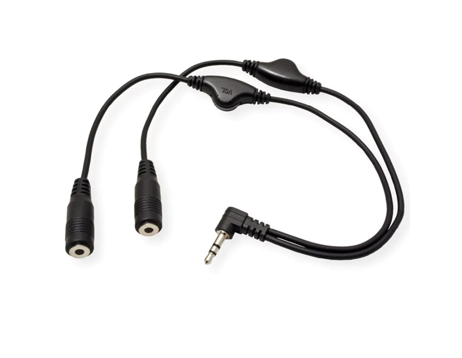 Roline Audio Y kabel, 3.5mm Stereo (M) - 2×3.5mm Stereo (F), kontrola glasnoće, 0.3m