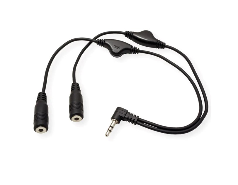 Roline Audio Y kabel, 3.5mm Stereo (M) - 2×3.5mm Stereo (F), kontrola glasnoće, 0.3m