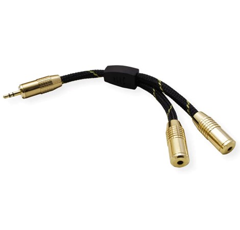 Roline GOLD adapter kabel 3.5mm Stereo, 1×M/2×F, 0.15m