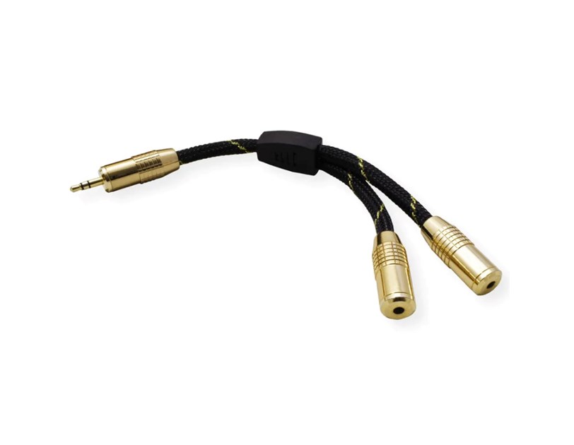 Roline GOLD adapter kabel 3.5mm Stereo, 1×M/2×F, 0.15m