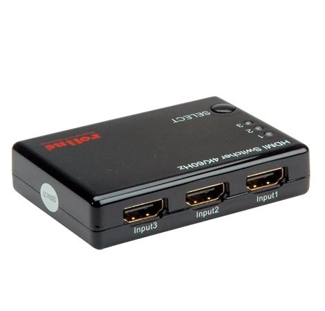 Roline HDMI trosmjerni preklopnik + daljinski upravljač, 4K (3 ulaza/1 izlaz)
